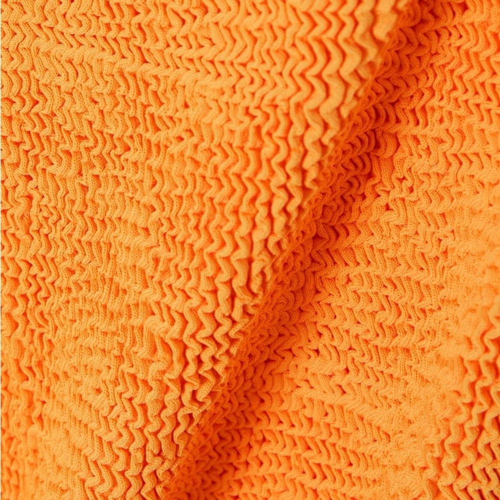 Hunza G Swimsuit Square Neck Crinkle Stretchy Mango Orange Yellow One Size - Picture 6 of 9